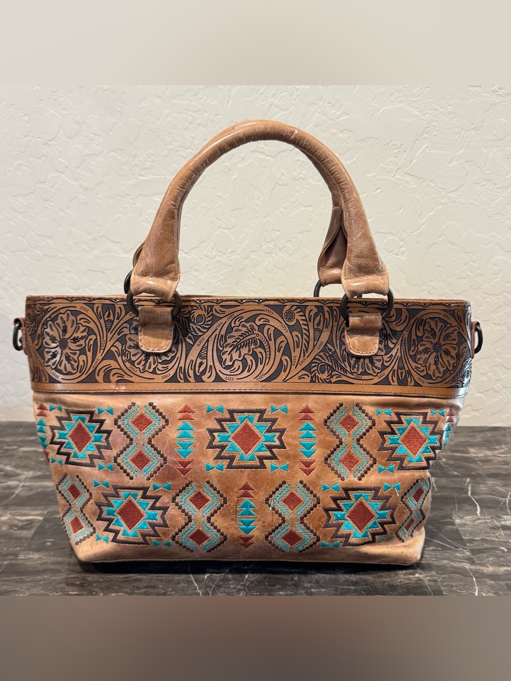 Shyanne Southwestern Leather Tooled Purse
